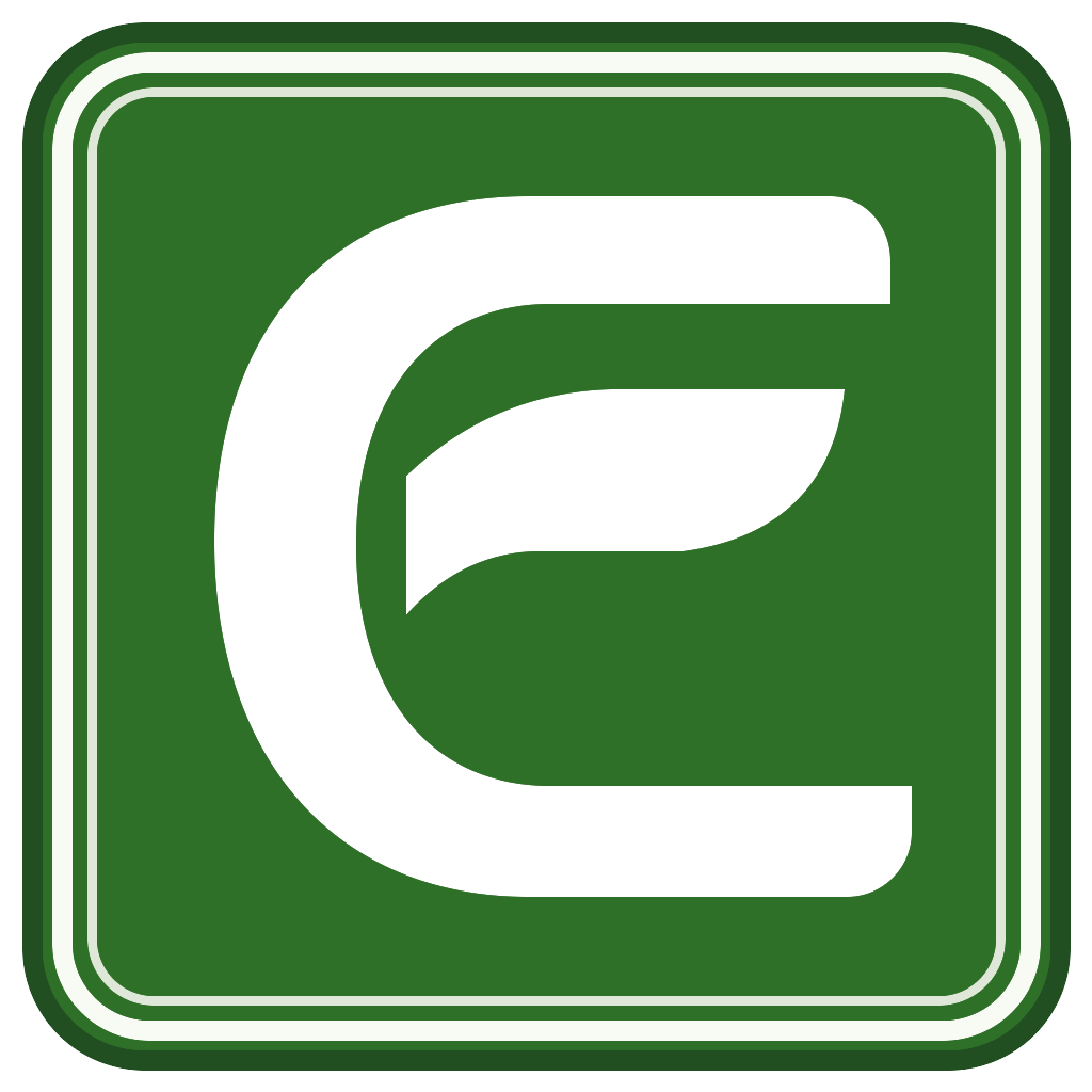 Evergreen Commercial Cleaning Services white E logo on a green rounded square