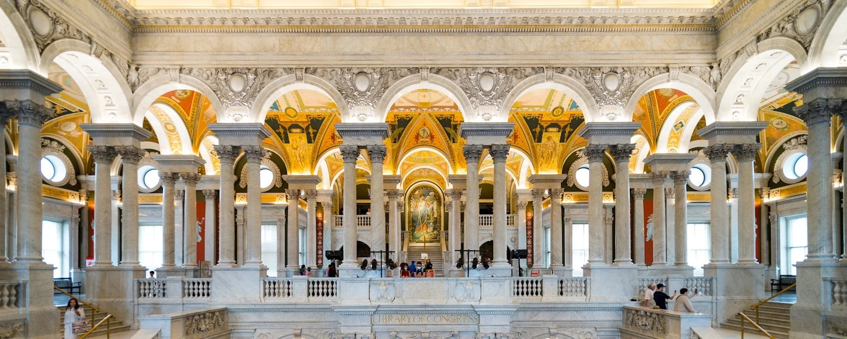Bright, polished interior of a public government building