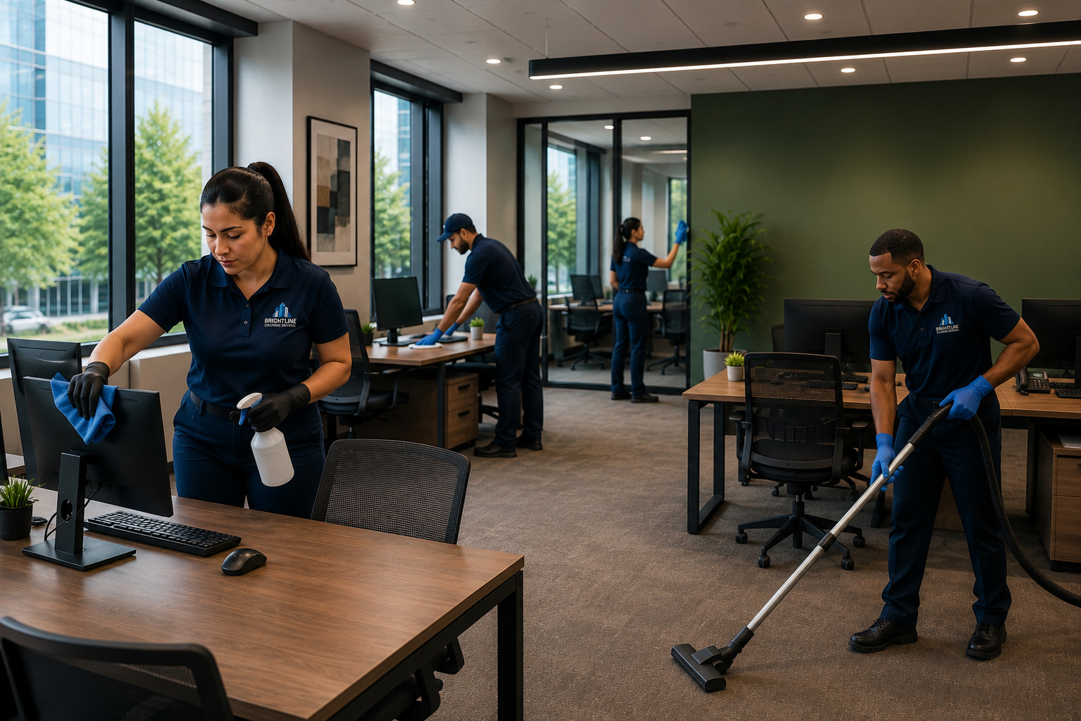 Clean modern commercial facility with multiple operational areas